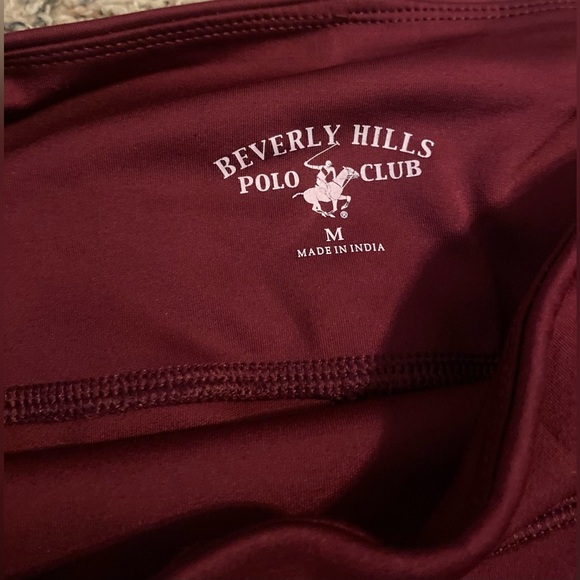 Beverly Hills Polo Club Burgundy Capri Leggings with Side Pockets, Medium - Picture 2 of 3